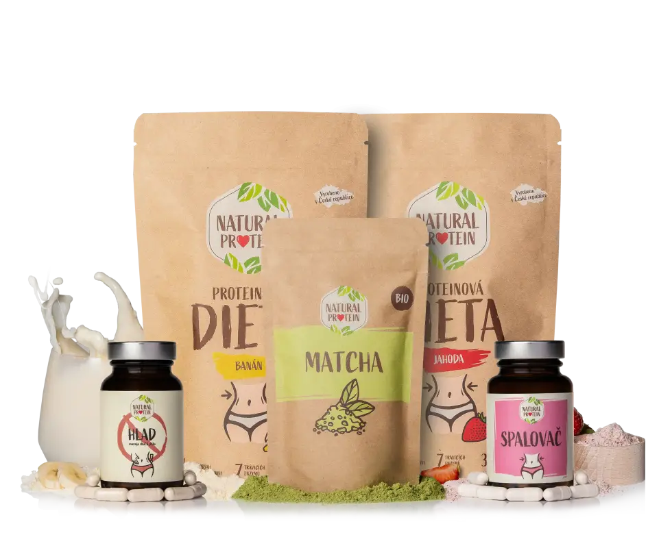 PROTEÍNOVÁ DIÉTA (2X diéta, spaľovač, stophlad, matcha)